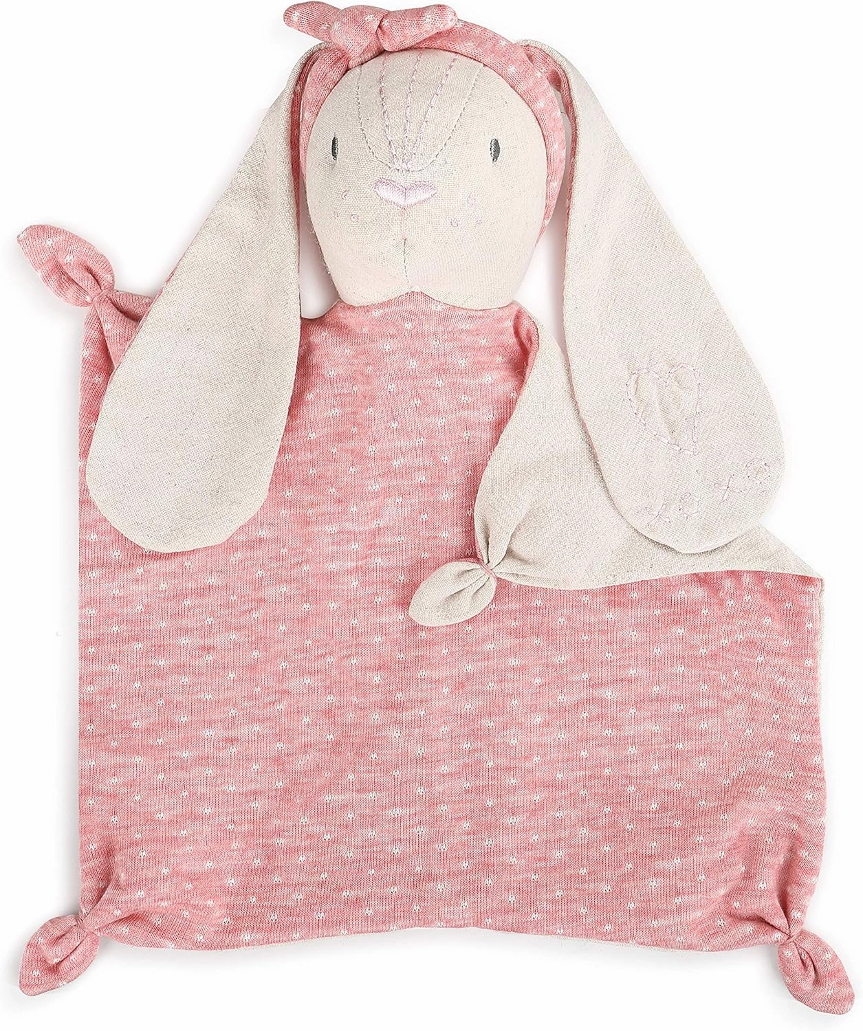 DEMDACO Bunny Soft Pink and Cream 11 x 9 Plush Linen Polyester Stuffed Animal Blankie
