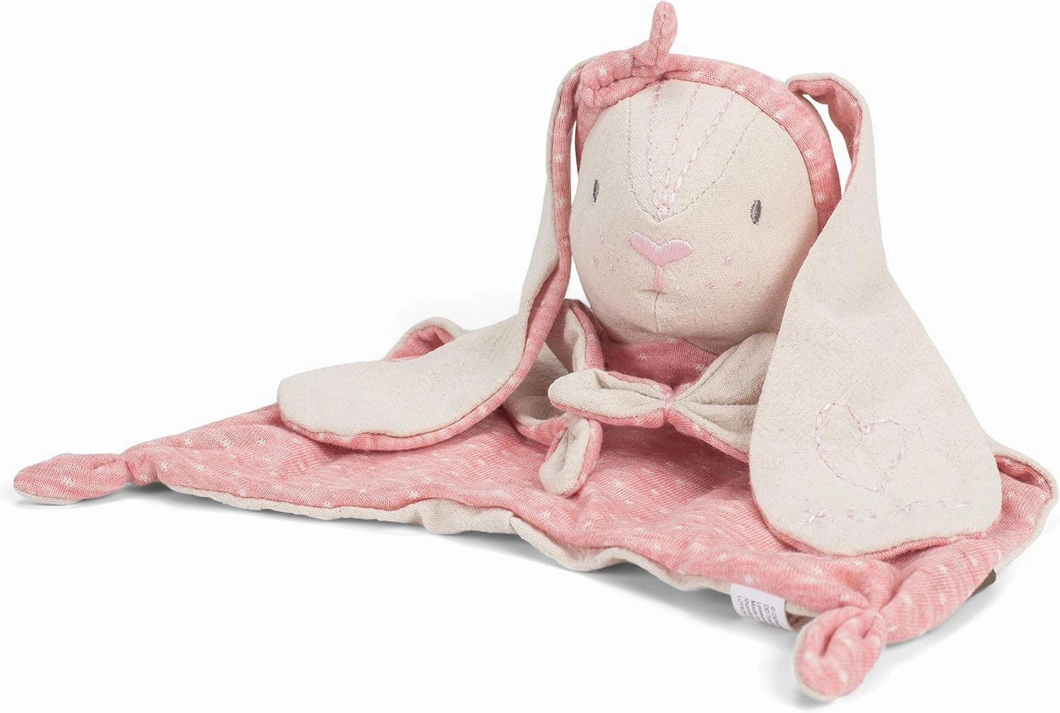 DEMDACO Bunny Soft Pink and Cream 11 x 9 Plush Linen Polyester Stuffed Animal Blankie
