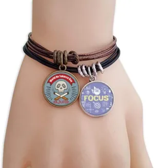 Desbo Logo Skull No Tobacco Day Bracelet Rope Wristband Force Handcrafted Jewelry