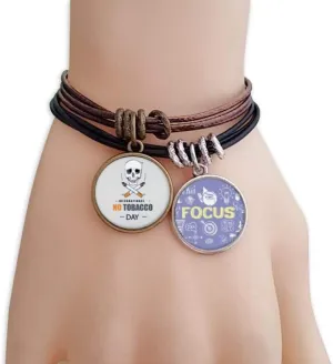 Desbo Logo Skull No Tobacco Day Bracelet Rope Wristband Force Handcrafted Jewelry