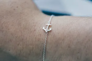 Designed by Stacey Handmade Tiny Anchor Sterling Silver Bracelet, Dainty Nautical Jewelry, Gifts for Women, Mother's Day, Graduation, Wedding, Bridesmaid Proposal, 7 to 8" Adjustable Length