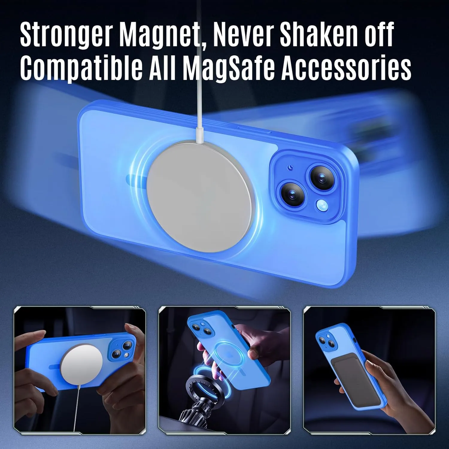 Designed for iPhone 14 Case, Compatible with MagSafe, with Privacy Screen Protectors X2, [Camera Protection] [15FT Military Drop Protection] Shockproof Phone Case, 6.1", Blue