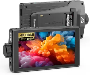 Desview A5 Touch Screen Camera Field Monitor, 5.5 Inch 1920 * 1080 Full HD 4K HDMI Vedio Monitor with 3D Lut Waveform VectorScope Histogram False Color Peaking Focus, Sunshade Included