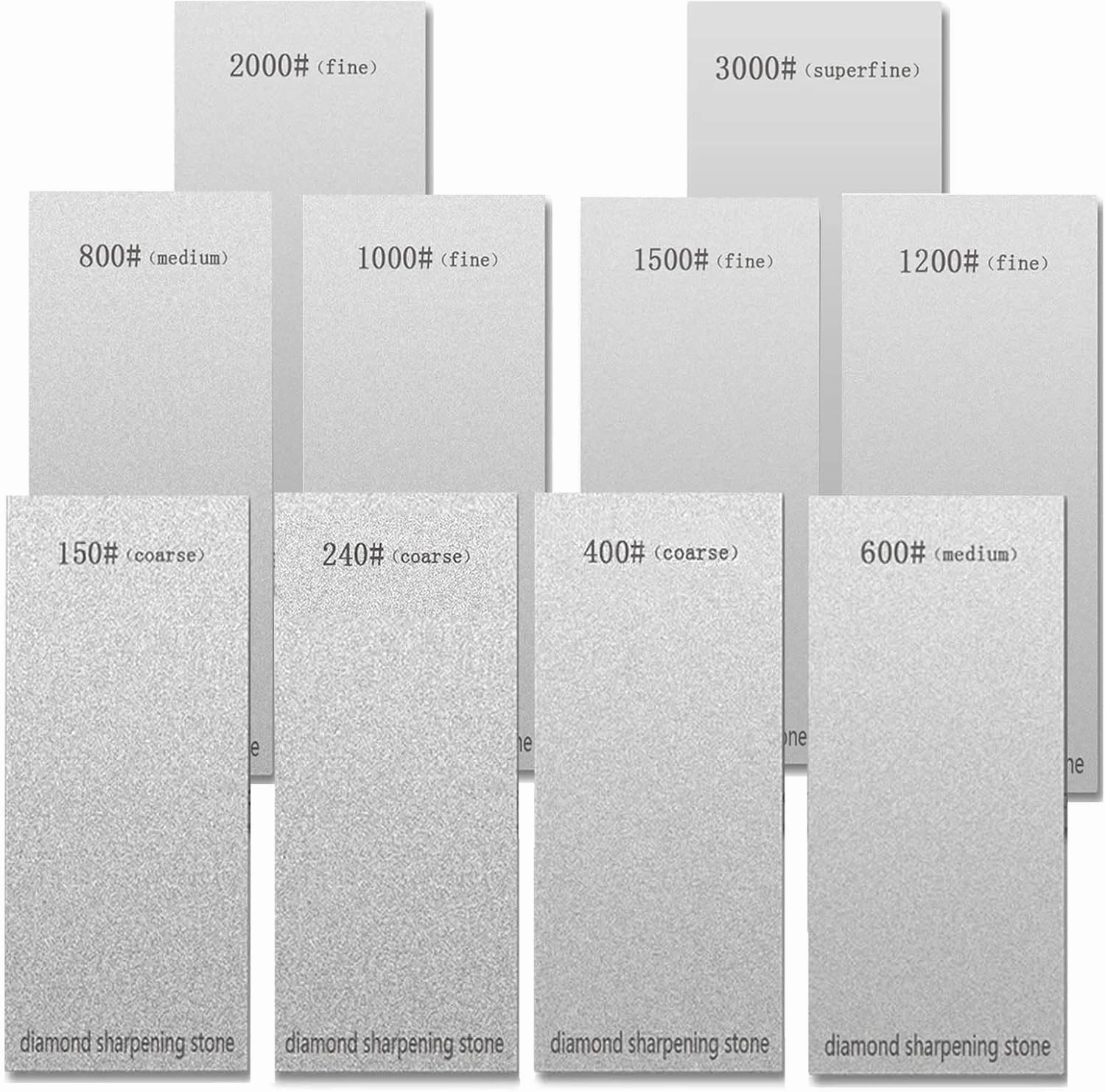 Diamond Sharpening Stone Set,Diamond Lapping Plate Coarse/Medium/Fine Grit Sharpener, Honing Whetstone for Kitchen, Sharpening Dull (150 240 400 600 800 1000 1200 1500 2000 3000)