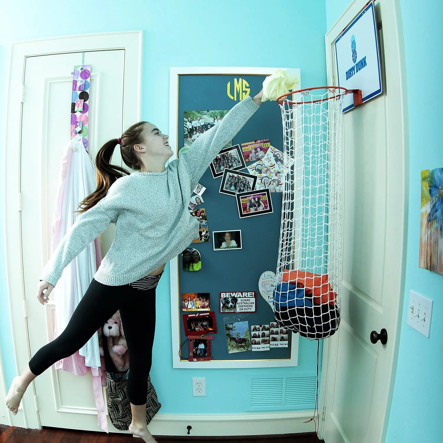 Dirty Dunk Over-The-Door Basketball Hoop Laundry Hamper, Original Theme (20),36 months to 9600 months