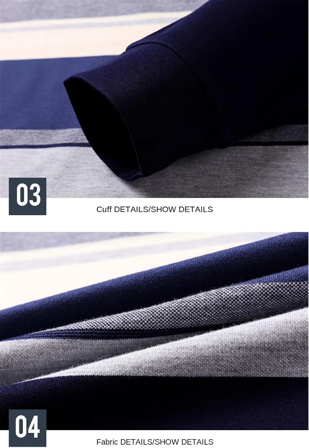 Disimlarl Men Designer Striped Classic Contrast Color Polo Shirt Casual Long Sleeve Lapel Tops