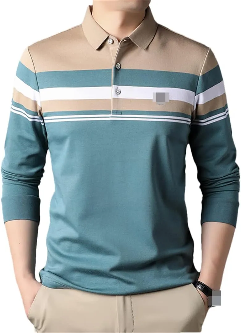 Disimlarl Men Polo Shirts Designer Striped Plain Simple Short Sleeve Casual Striped Contrast Color Tops