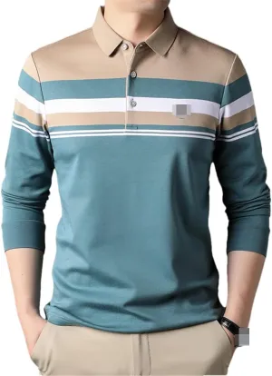 Disimlarl Men Polo Shirts Designer Striped Plain Simple Short Sleeve Casual Striped Contrast Color Tops