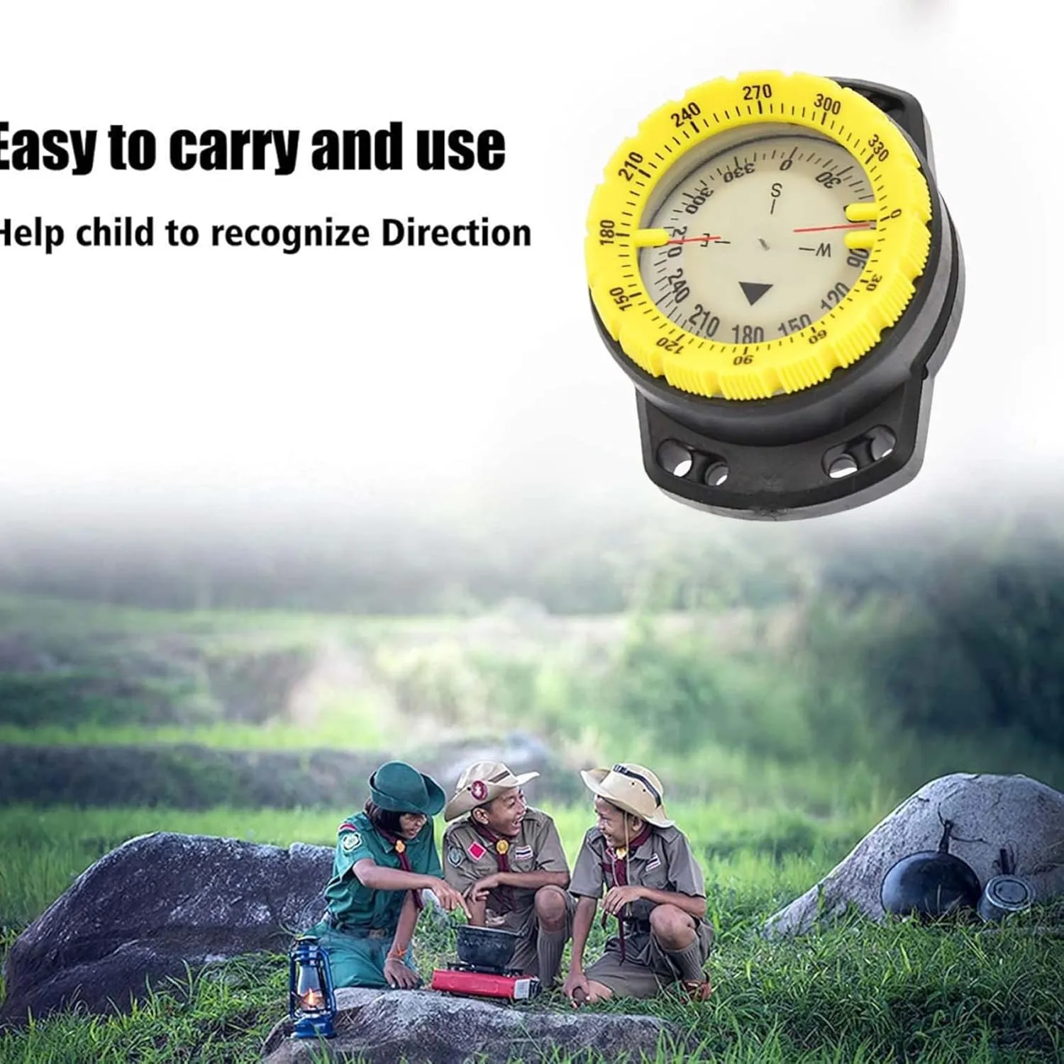 Dive Compass Surfing Luminous Underwater 50m Wrist Compass Night Vision Waterproof Navigation Compass with Bungee Gray Guide