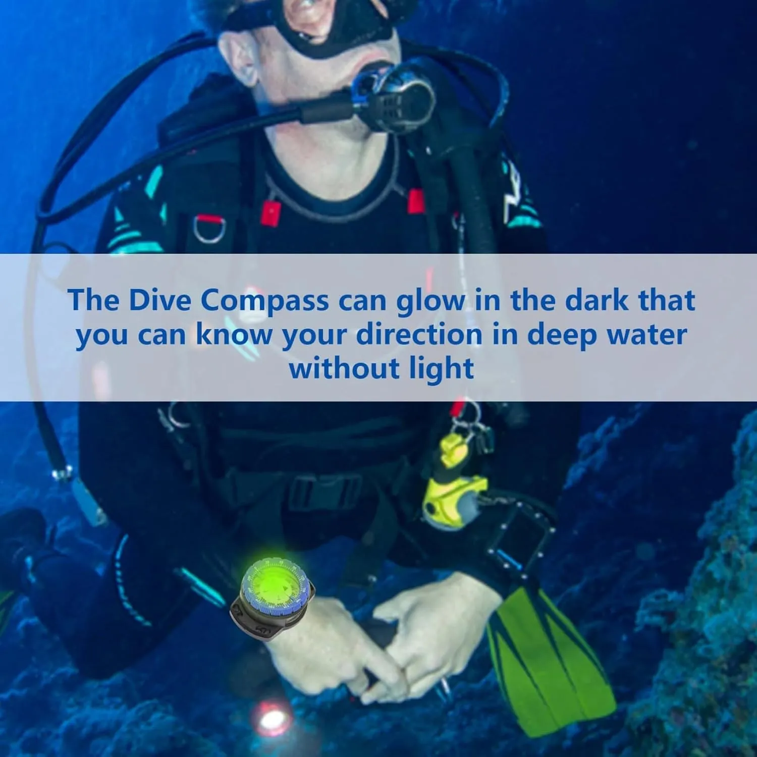 Dive Compass Surfing Luminous Underwater 50m Wrist Compass Night Vision Waterproof Navigation Compass with Bungee Watch Band Compass Diving Compass Compass Wrist Compass