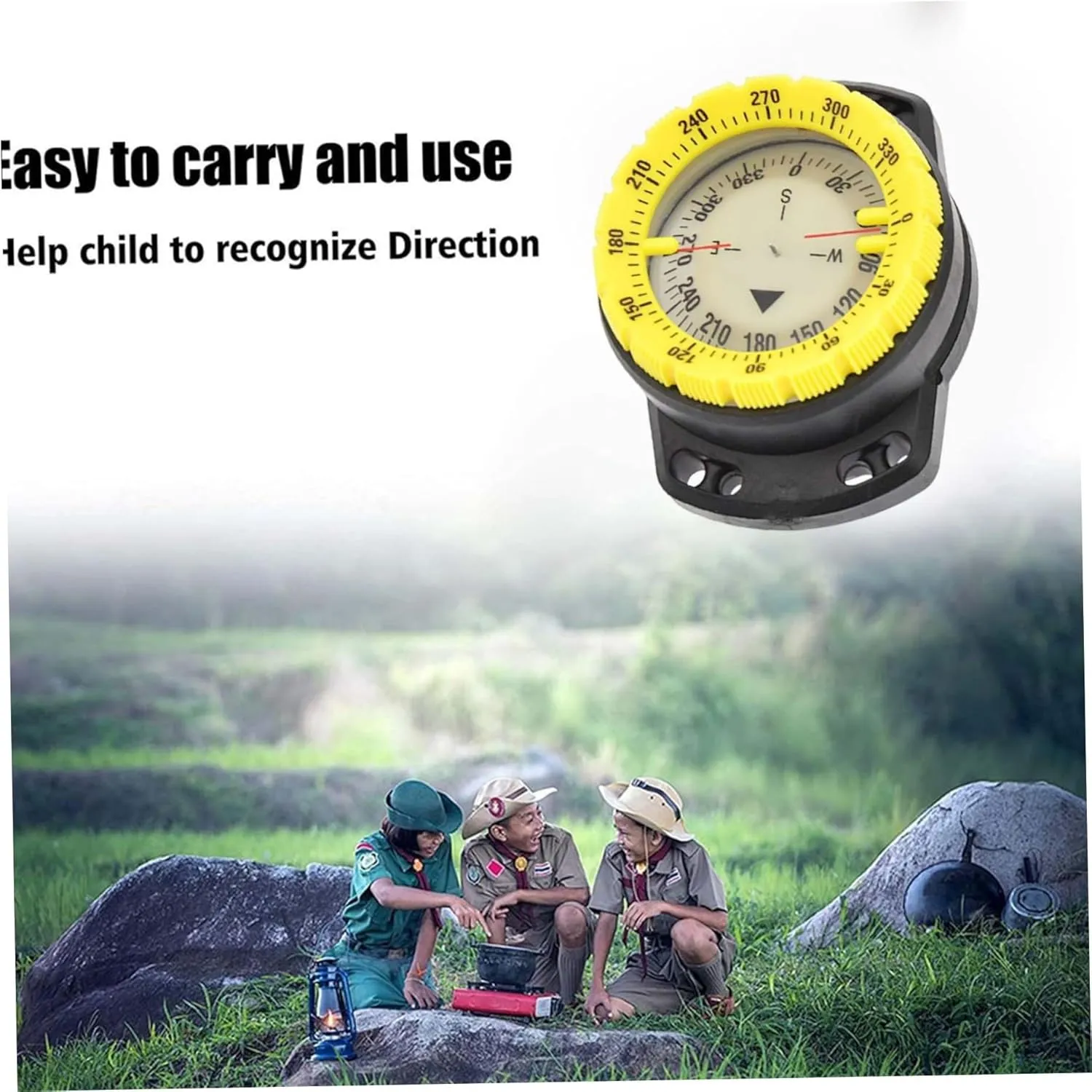 Dive Compass Surfing Luminous Underwater 50m Wrist Compass Night Vision Waterproof Navigation Compass with Bungee,Boating Accessory