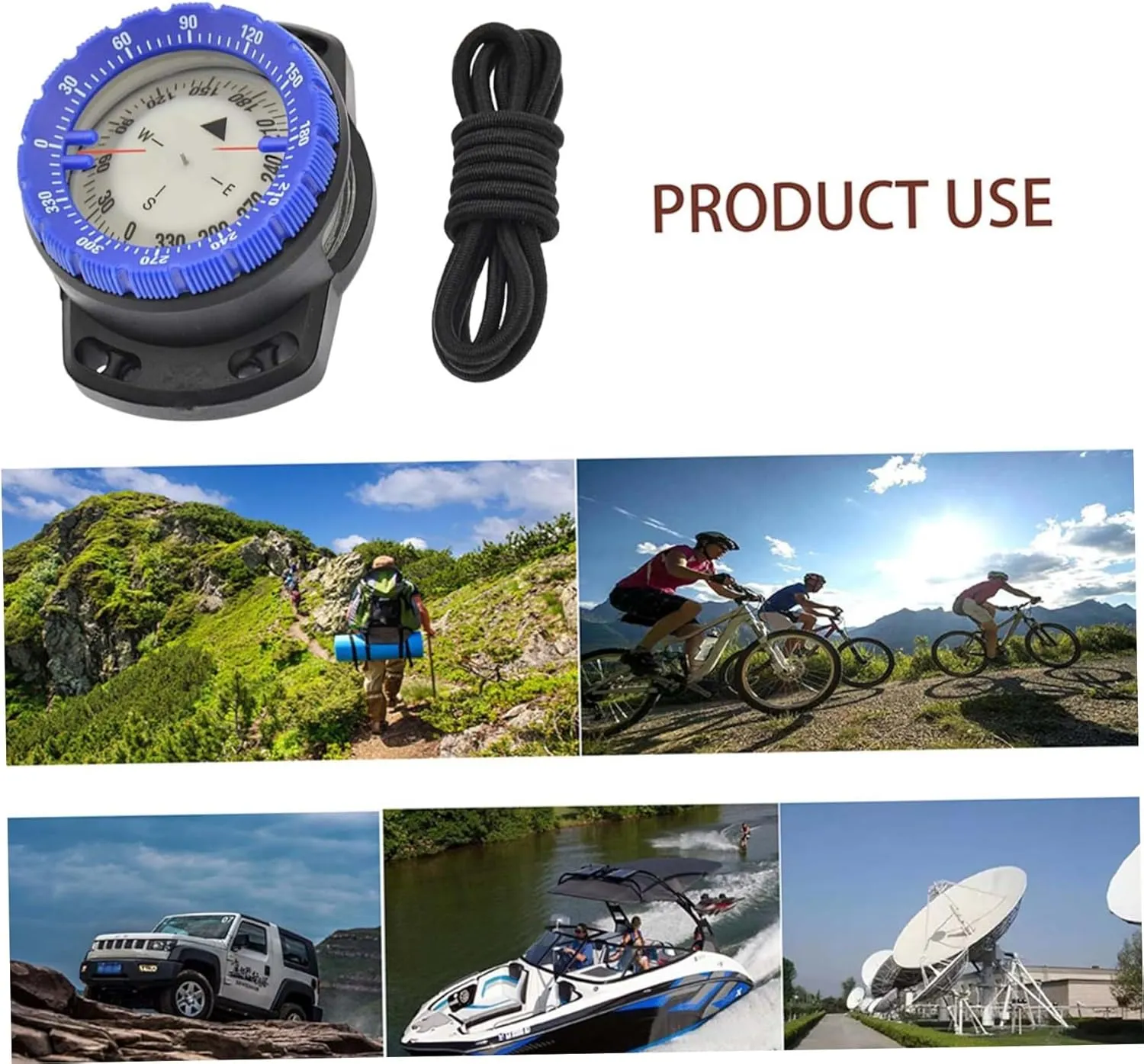 Dive Compass Surfing Luminous Underwater 50m Wrist Compass Night Vision Waterproof Navigation with Bungee Watch Band Wrist