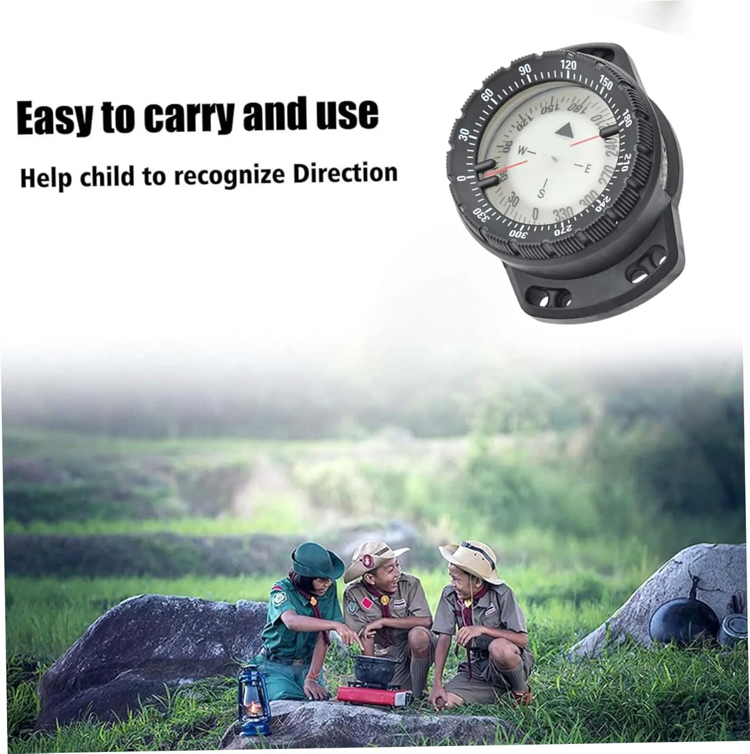 Dive Compass Surfing Luminous Underwater 50m Wrist Compass Night Vision Waterproof Navigation with Bungee