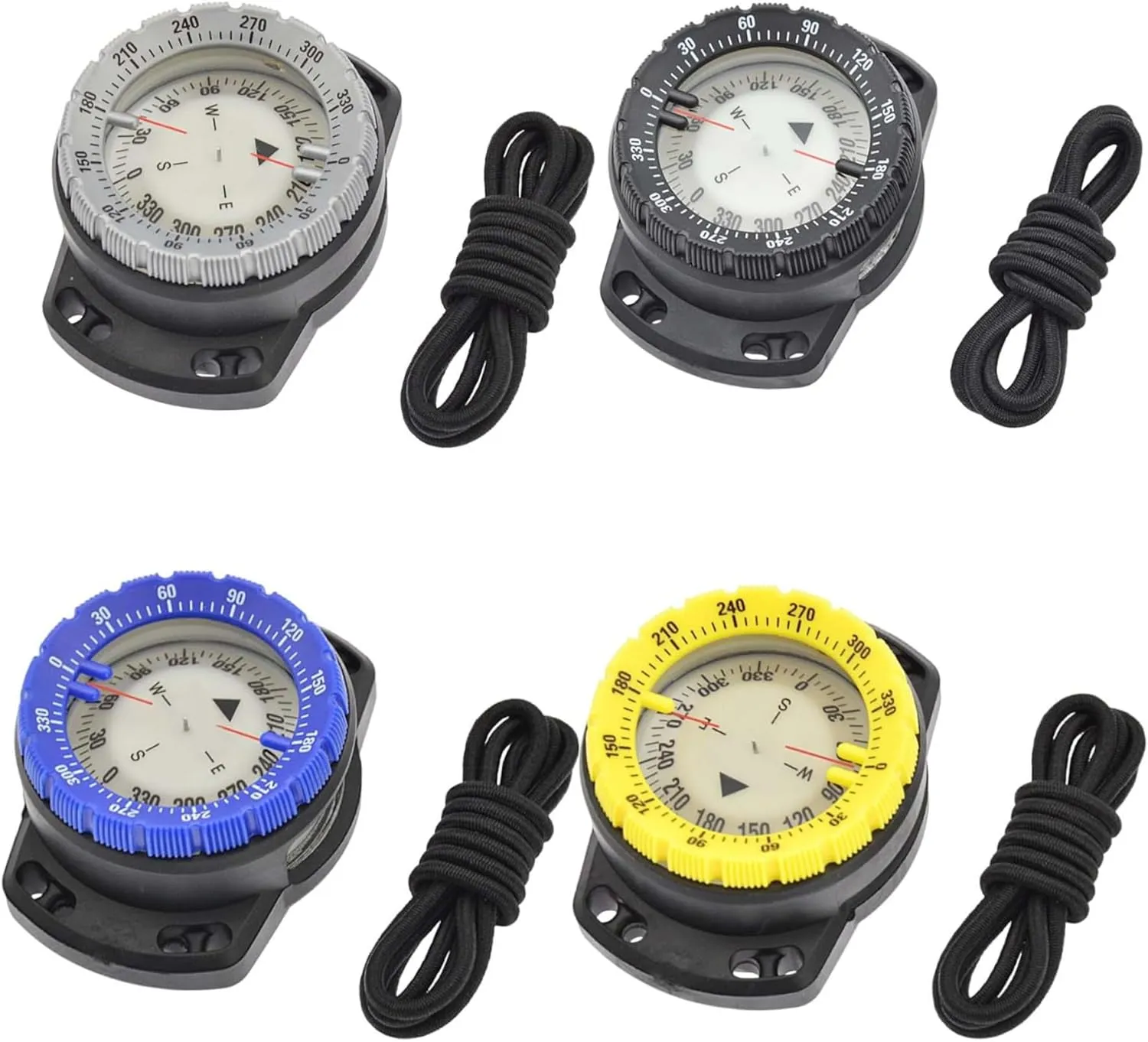 Dive Compass Surfing Luminous Underwater 50m Wrist Compass Night Vision Waterproof Navigation with Bungee