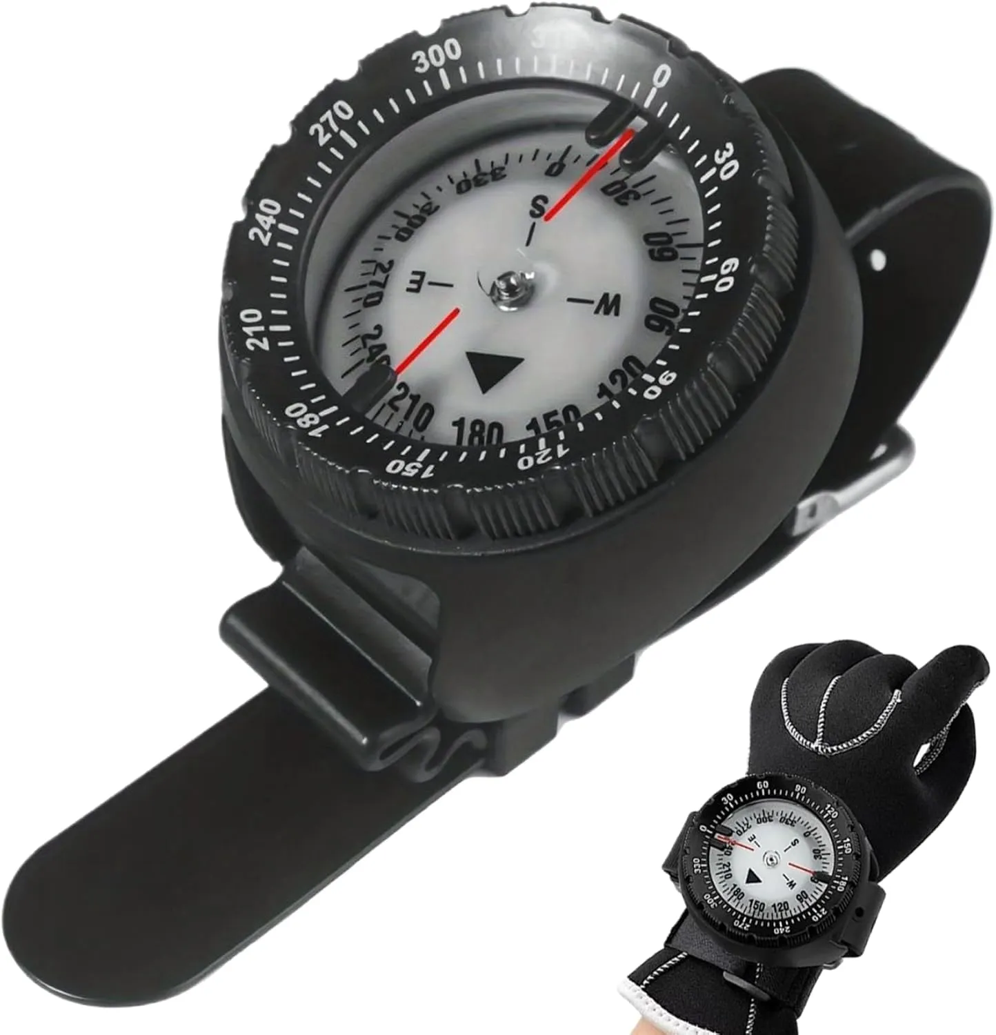 Dive Compass Waterproof Night Vision Wrist Compass Precise Underwater 50m/164ft Navigation Watch with TPU Band for Swimming Diving.