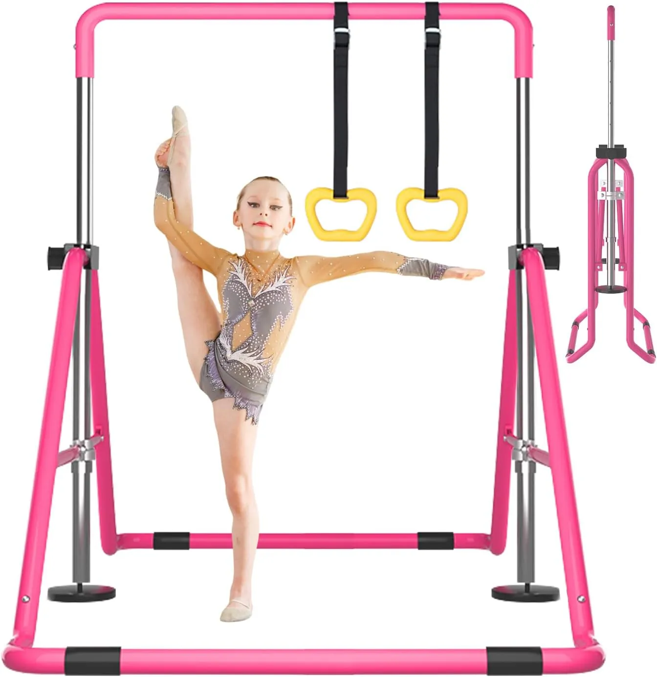 DOBESTS Kids Gymnastics Bar Folding Horizontal Bar, Adjustable Height Gymnastic Horizontal Bars, GymnasticTraining Equipment for Home