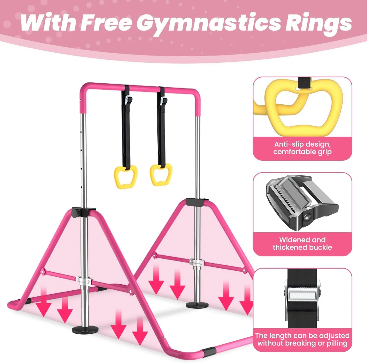 DOBESTS Kids Gymnastics Bar Folding Horizontal Bar, Adjustable Height Gymnastic Horizontal Bars, GymnasticTraining Equipment for Home