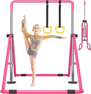 DOBESTS Kids Gymnastics Bar Folding Horizontal Bar, Adjustable Height Gymnastic Horizontal Bars, GymnasticTraining Equipment for Home