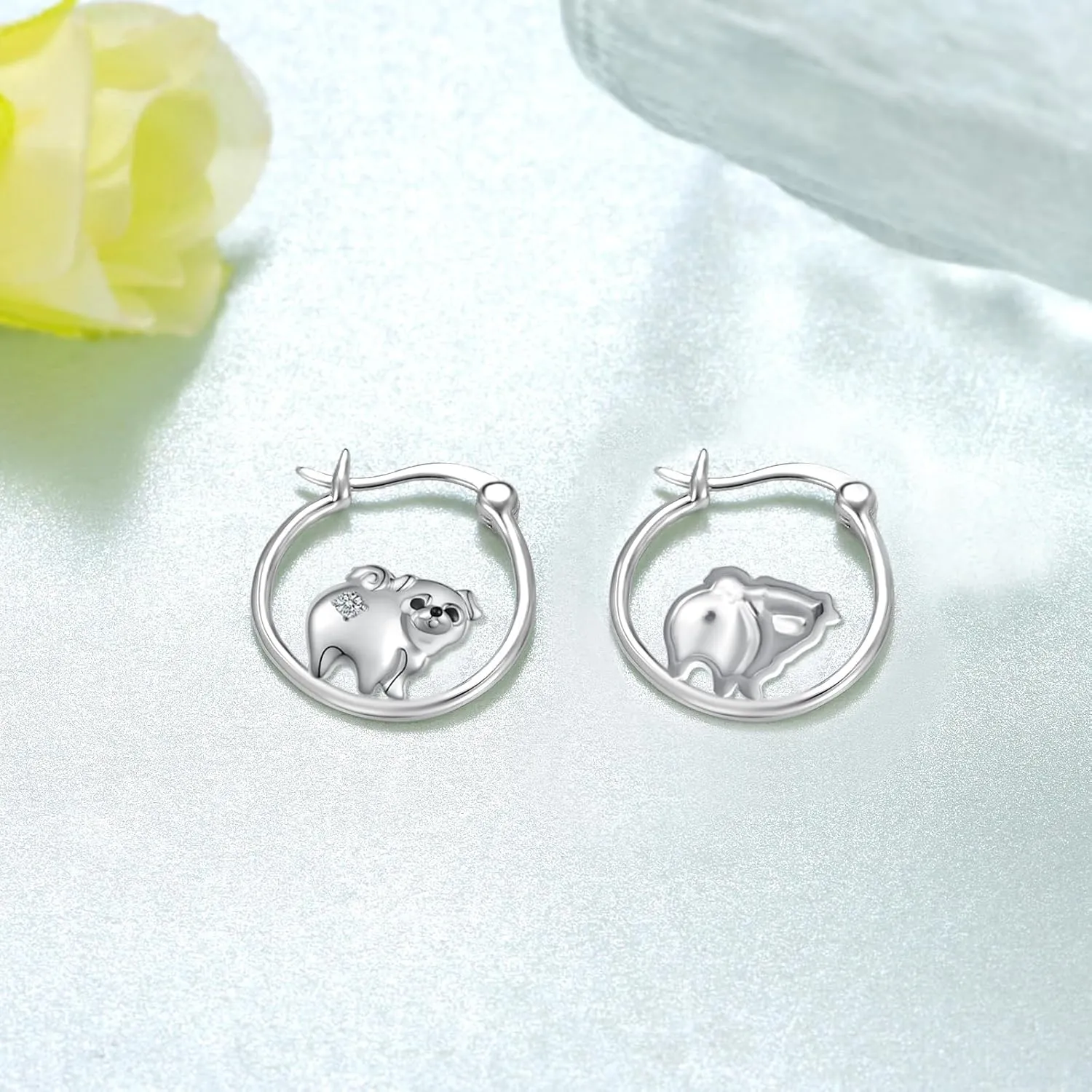 Dog Earrings Sterling Silver Yorkie/Schnauzer/Pug/Chihuahua/German Shepherd Hoop Earrings Animal Dog Jewelry for Women