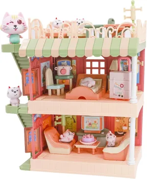 Doll House for 3Y  Accessories and Furniture Vibrant Playhouse for Kids 4-8 Dollhouse Furniture Set 29pcs Pretend Play Furniture Toys for Boys Girls Toddlers