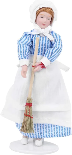Doll People, Dollhouse Miniature Porcelain Doll Model Decoration Ornament with Stand for 1:12 Scale Doullhouse Buildings(Helper) Dolls and Toys
