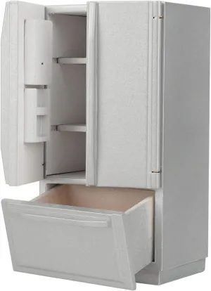 Dollhouse Refrigerator,1:12 Mini Wooden Refrigerator Model Furniture Accessories for Dollhouse Handlebar Doll Accessories(Grey¡ê?
