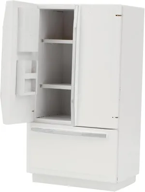 Dollhouse Refrigerator,1:12 Mini Wooden Refrigerator Model Furniture Accessories for Dollhouse (White)