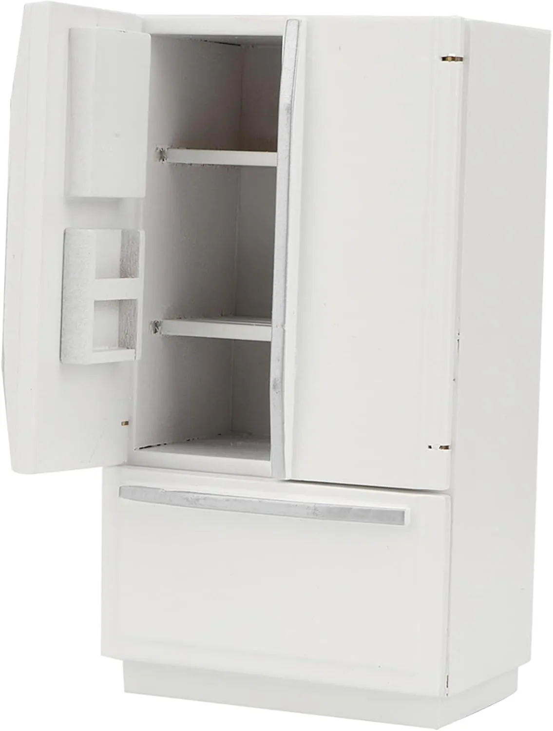 Dollhouse Refrigerator,1:12 Mini Wooden Refrigerator Model Furniture Accessories for Dollhouse (White)