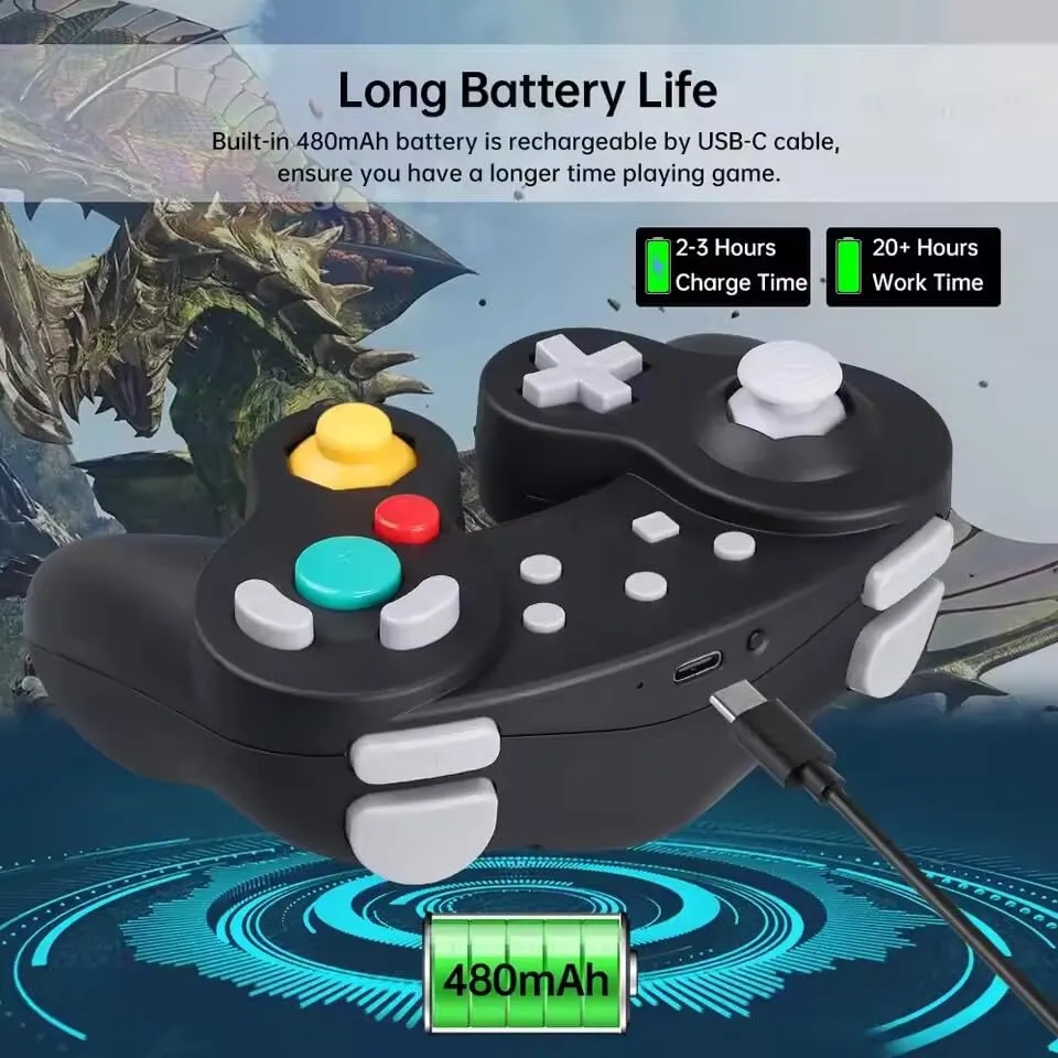 Donop Wireless Gamecube style Controller for Nintendo Switch Console/PC/Steam (Black)