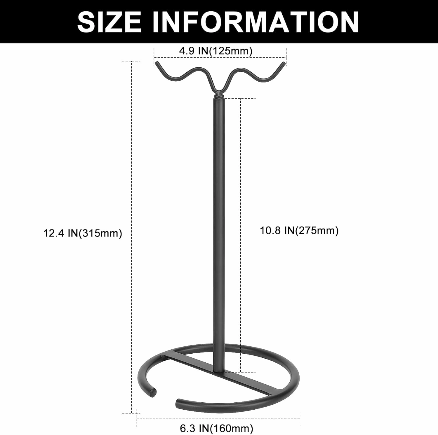 Double Hooks Standing Banana Holder, Banana Hanger Tree Stand Hook for Kitchen Countertop, Sturdy and Balanced Fruit Shelves with Storage on Both Sides.(Black)