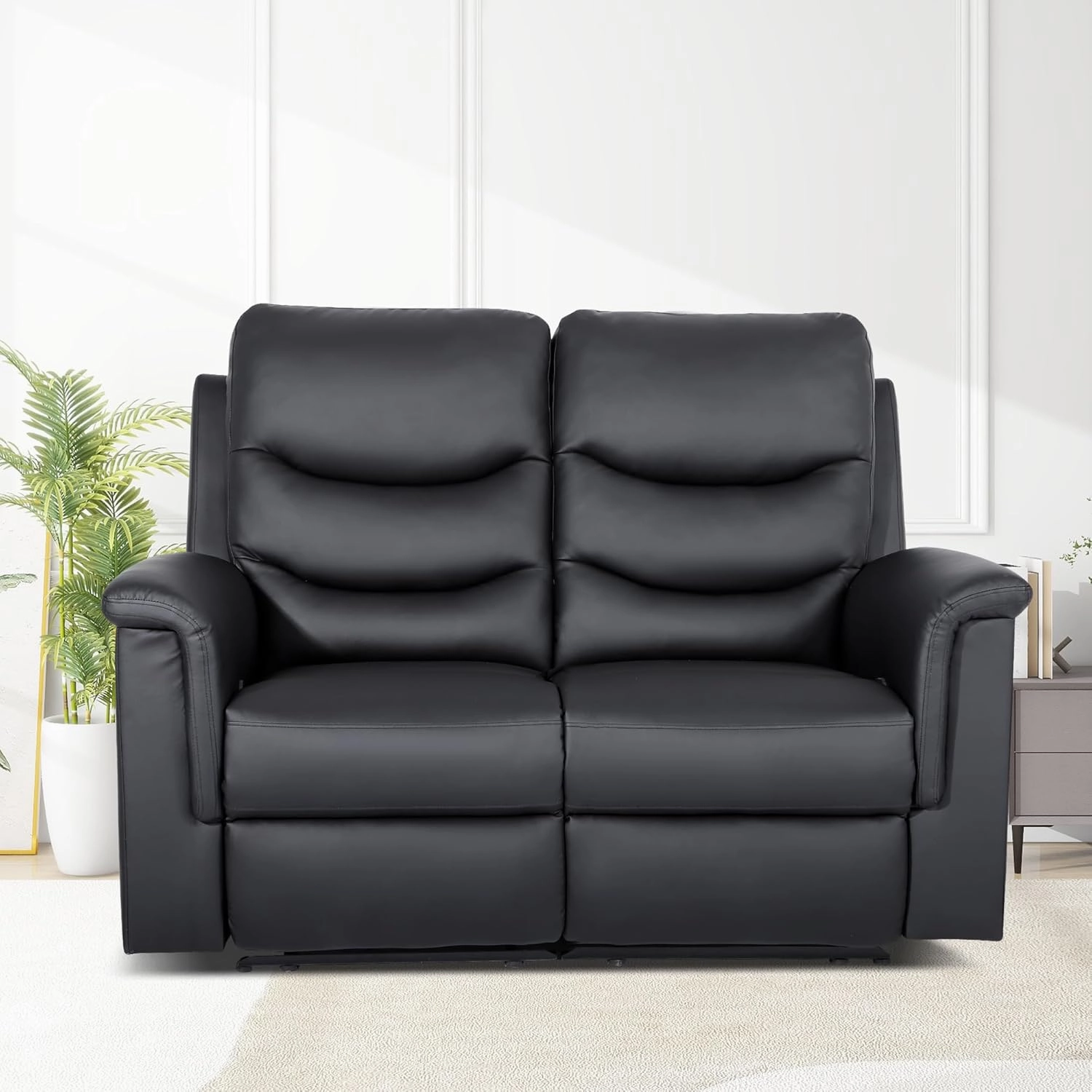 Double Recliner Loveseat With Adjustable Footrest, Wall Hugger Reclining 2 Seater for Living Room & RV