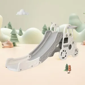 DUKE BABY 3-in-1 Car Shape Kids Slide: A Fantastic Toddler Toy with Basketball Hoop, and Slide. for Ages 3  with Spacious Buffer Area. -White.