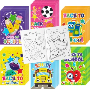Dvbonike 48Pcs Back to School Coloring Books - First Day of School DIY Color-in Pages Pencil Schoolbag Cute Patterns Drawing Booklet Classroom Reward Art Activity Gifts Party Favors Supplies for Kids