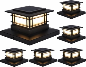 Dynaming 6 Pack Solar Post Cap Lights Outdoor, Fence Post Solar Lights Fit for 4x4 5x5 6x6 Vinyl/Wooden Posts, High Brightness Warm White SMD LED Lighting Decor for Garden Deck Patio