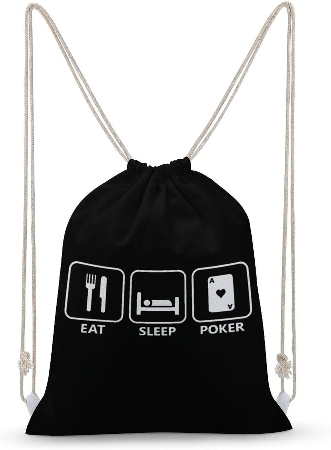 Eat Sleep Poker Portable Drawstring Backpack Sports Gym Bag String Bags Shopping Yoga for Women Men