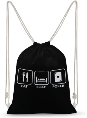 Eat Sleep Poker Portable Drawstring Backpack Sports Gym Bag String Bags Shopping Yoga for Women Men