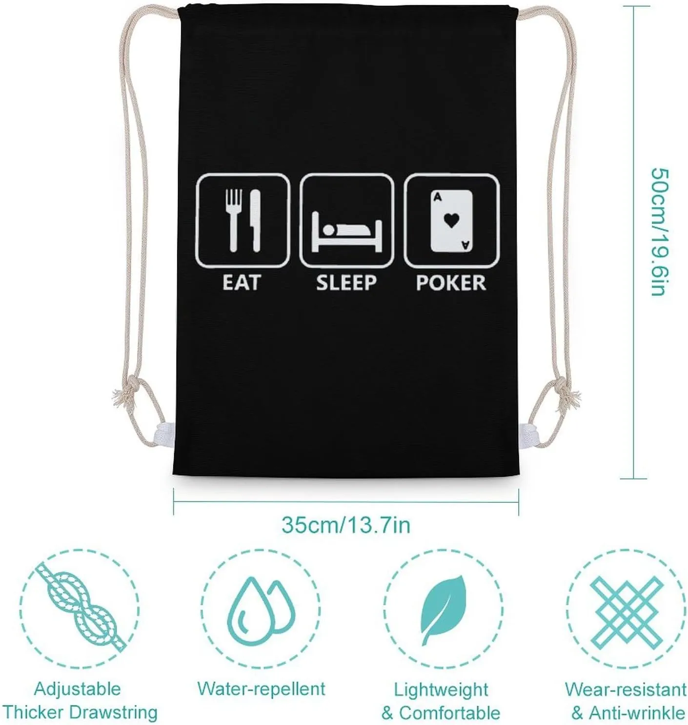 Eat Sleep Poker Portable Drawstring Backpack Sports Gym Bag String Bags Shopping Yoga for Women Men