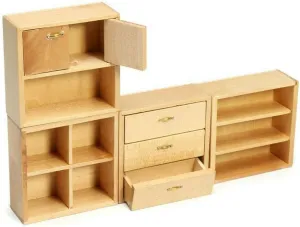 EatingBiting 1:12 Dollhouse Miniature Furniture Accessories Wooden Cabinet Cupboard Closet Various Styles of Furniture 4 Part Set Arbitrary Placement