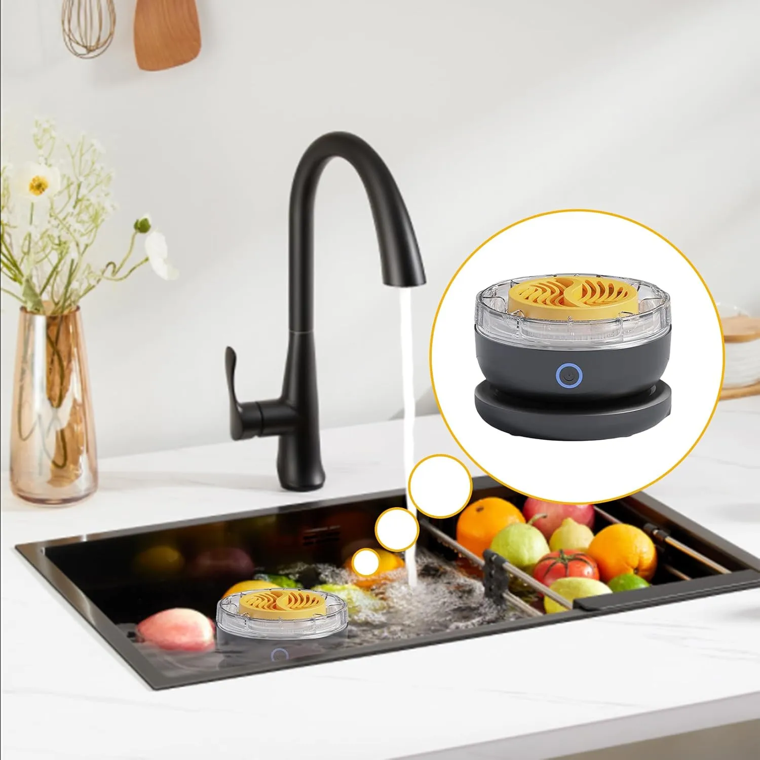 Efficient Portable Fruit and Vegetable Washing Machine, Spinner Fruits Washing Machine, Automatic Fruit Cleaner, Portable USB Wireless Charging, for Washing Fruits, Vegetables, Grain, Meat