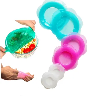 EHSAN Silicone Stretch Lids for Food Storage - Reusable Elastic Bowl Covers, Cup Covers, Can Covers, Glass Microwave Cover for Food - 6PCS Silicone Bowl Covers, Food Huggers, Pan Lid Replacement.