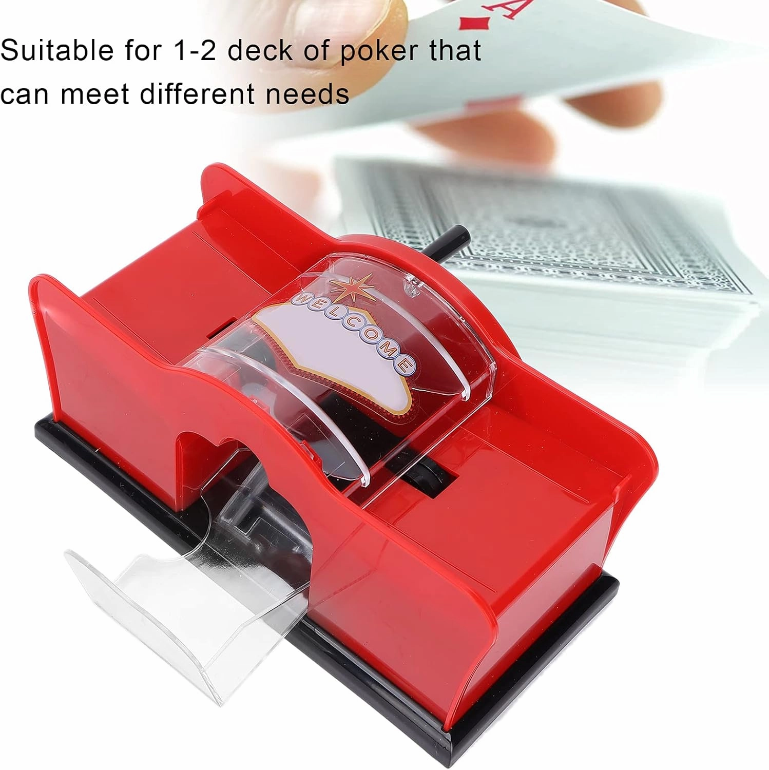 Ejoyous Manual Card Shuffler, 1‑2 Deck Hand Crank Card Shuffling Tool Poker Playing Card Casino Card Manual Shuffler for UNO, Poker Games, Phase 10, Blackjack, Rummy