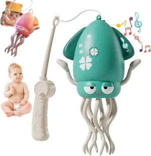 Electric Auto-Avoid Octopus | Stress Relief Gift, Electric Crawling Dancing Octopus Baby Toy with Led Lights & Music, Smart Auto-Wiggling, Sensory & Motor Skill Development (Fishing Rod A)