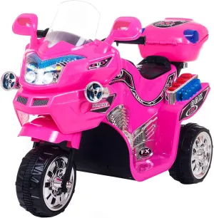 Electric Motorcycle for Kids – 3-Wheel Battery Powered Motorbike for Kids Ages 3 -6 – Fun Decals, Reverse, and Headlights by Lil’ Rider (Pink)