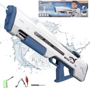 Electric Water Gun,Hand Self Integrated Automatic Water Suction Gun,Adult and Child Electric Water Guns，Summer Pool Beach Outdoor Game Toys for Kids Age 8-12,4-8 (White)