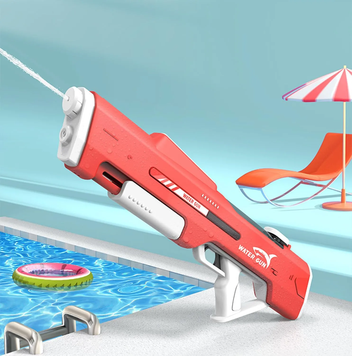 Electric Water Gun,Hand Self Integrated Automatic Water Suction Gun,Adult and Child Electric Water Guns，Summer Pool Beach Outdoor Game Toys for Kids Age 8-12,4-8 (White)