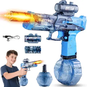 Electric Water Guns for Adults, Squirt Guns for Kids with Light Up and Large Capacity, Powerful Water Gun Up to 28-32FT Range for Summer Swimming Pool Party Beach Outdoor Activity (Blue)