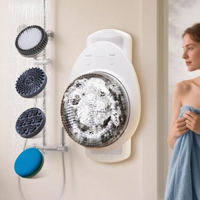 Electric Shower Brush for Body -Wall Mounted Back Scrubber for Shower – Hands-Free Wall-Mounted Design, Back Scrubber for Shower, Easy to Install