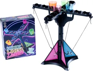 Endless Games Hook Line & Hydration Party Game – Fun Ring Toss Game for Adults | 13" Tower with Shot Glasses | Perfect for Parties, 2  Players, Ages 21 