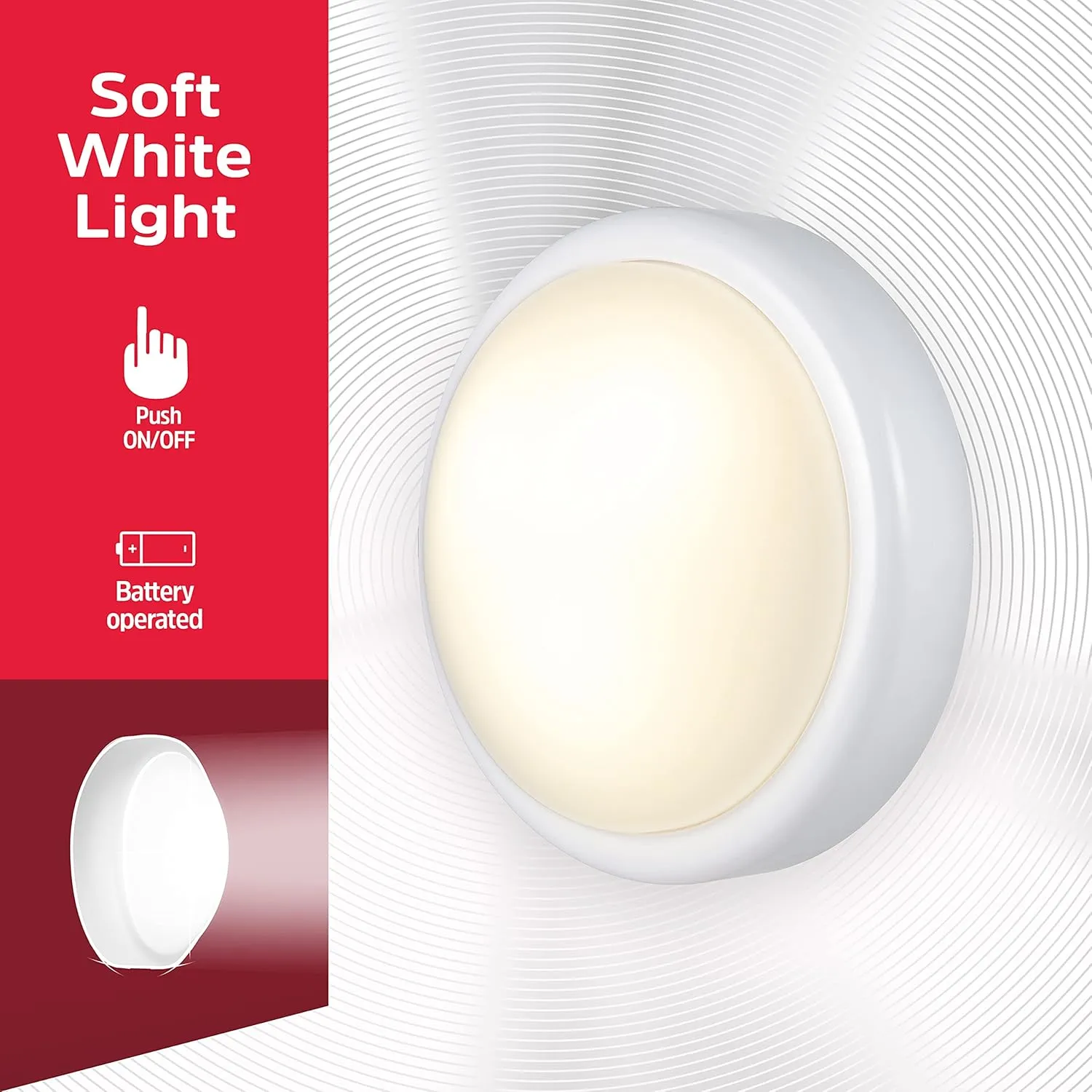 Energizer LED Tap, 4 Pack, Push, Battery Operated, Touch, Stick On Lights, Wireless, Puck, Under Cabinet Lighting, Perfect for Closets, Kitchen and More, 48958-P1