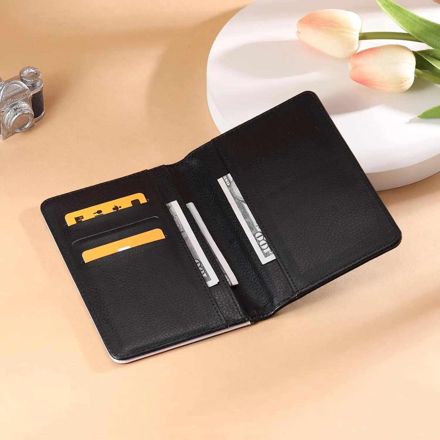 Engraved Leather Front Pocket Wallet,Custom Picture & Name Minimalist Card Case Wallet,Credit Card Holders Personalized Gifts for Women Men Dad Son